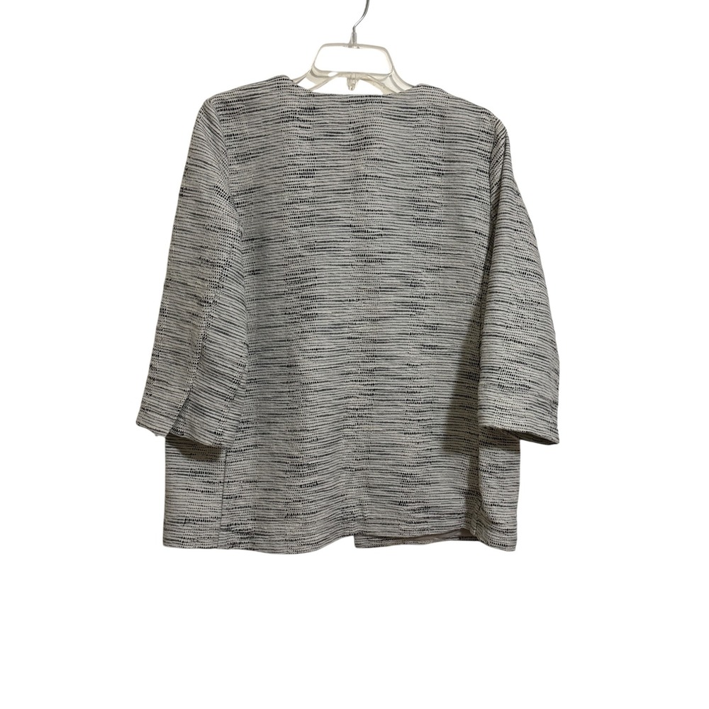 Eileen Fisher Open Front Jacket Size S Cotton Natural Beige Black Textured - Picture 3 of 10